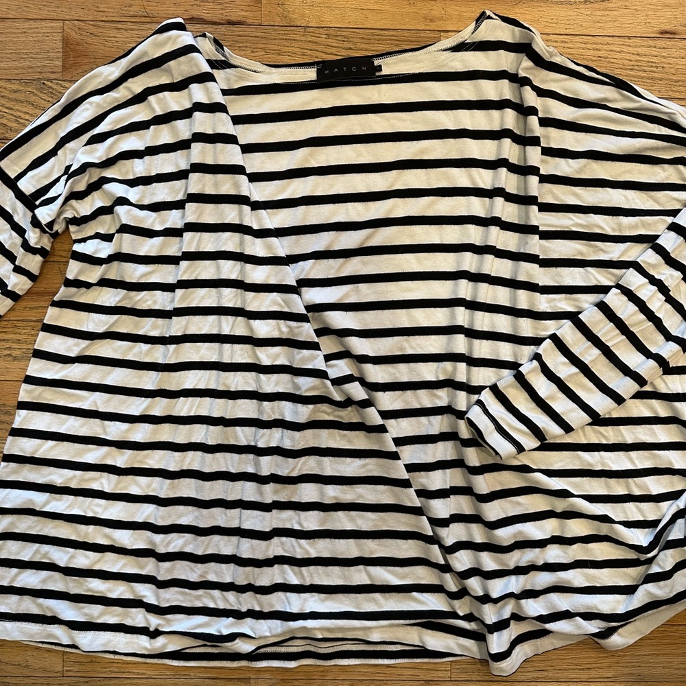 Hatch Maternity t-shirt, gently worn, black and white stripe